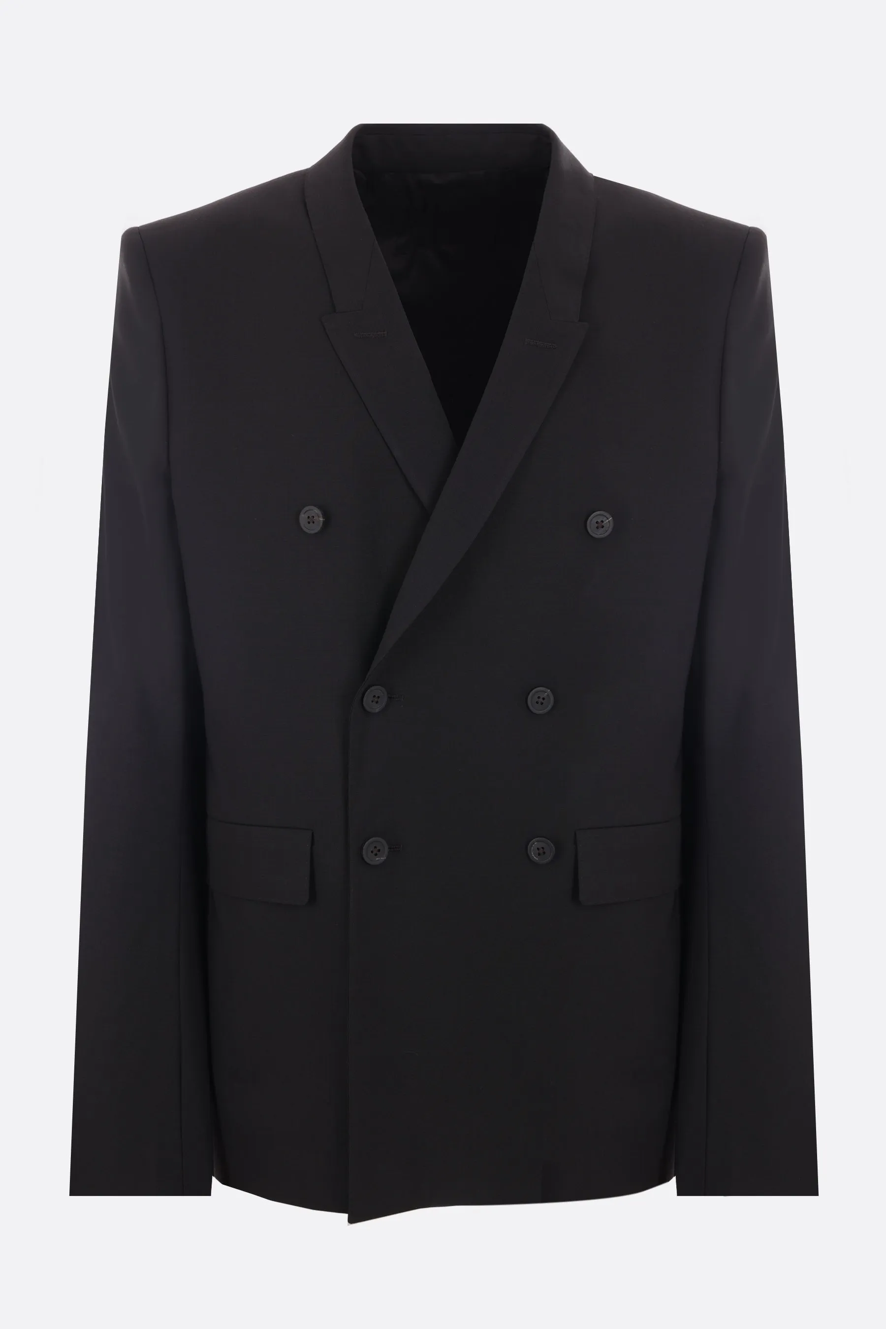 double-breasted stretch wool jacket