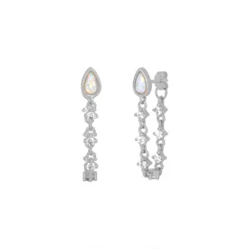 Etta Opal Chain Earrings - Silver
