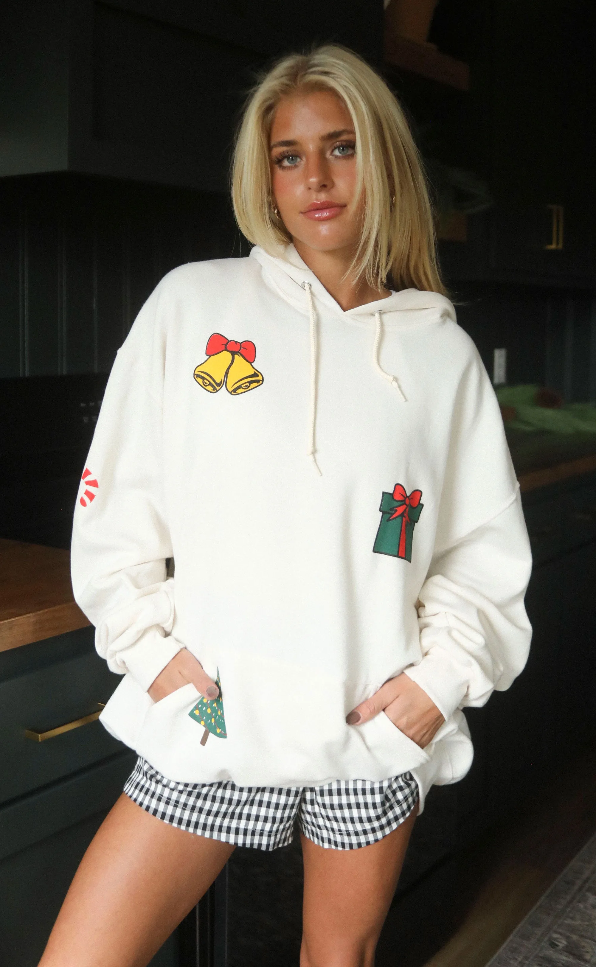 friday   saturday: christmas patchwork hoodie