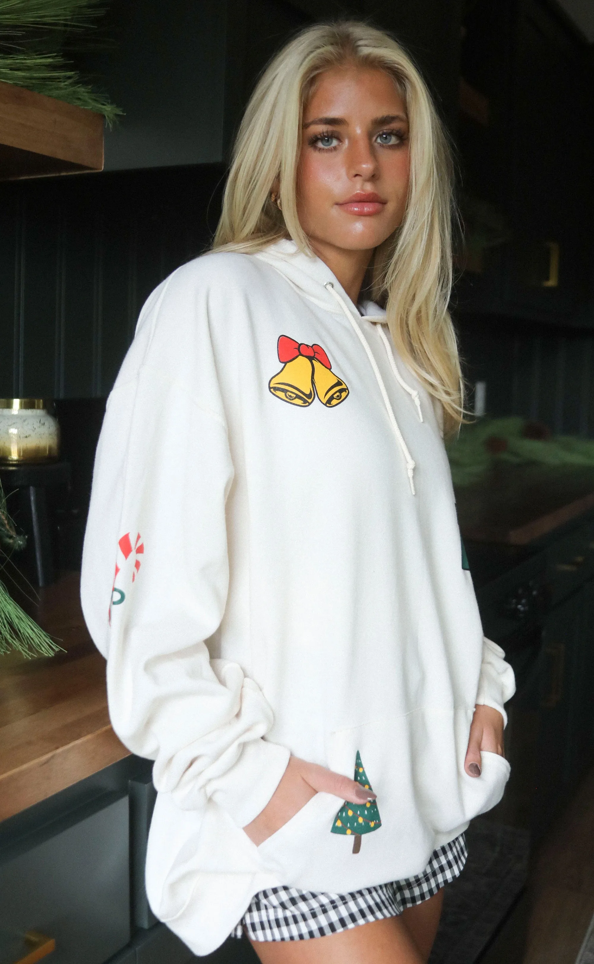 friday   saturday: christmas patchwork hoodie