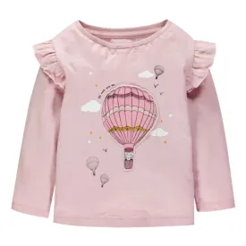 Full Sleeve Beautiful Air Balloon Theme Girls T-Shirt, Pink