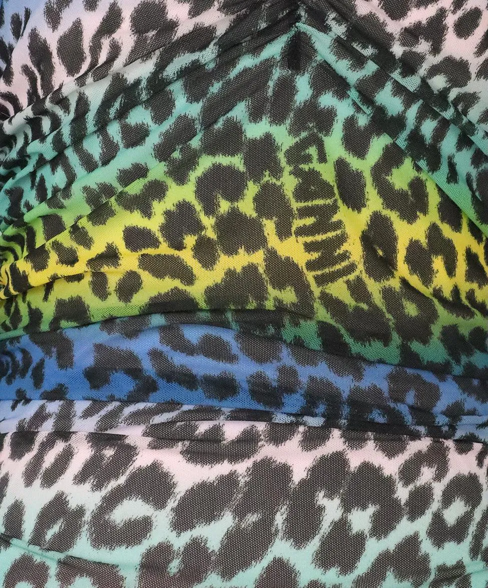 Ganni Blue & Yellow Animal Print Dress sz 2