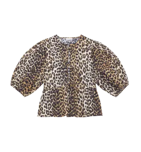 GANNI Leopard Peplum Blouse