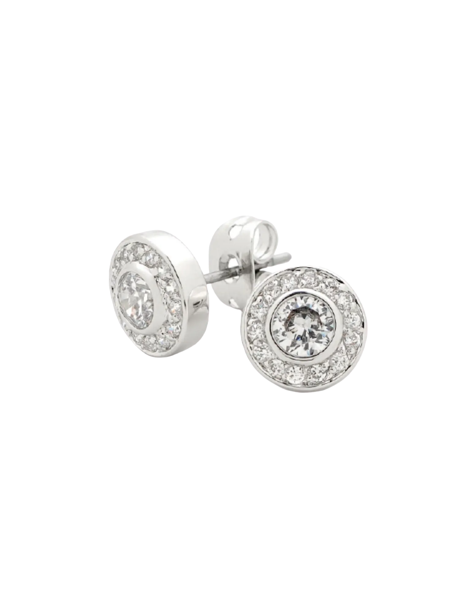Georgini Round Earrings w/ White CZ - Silver