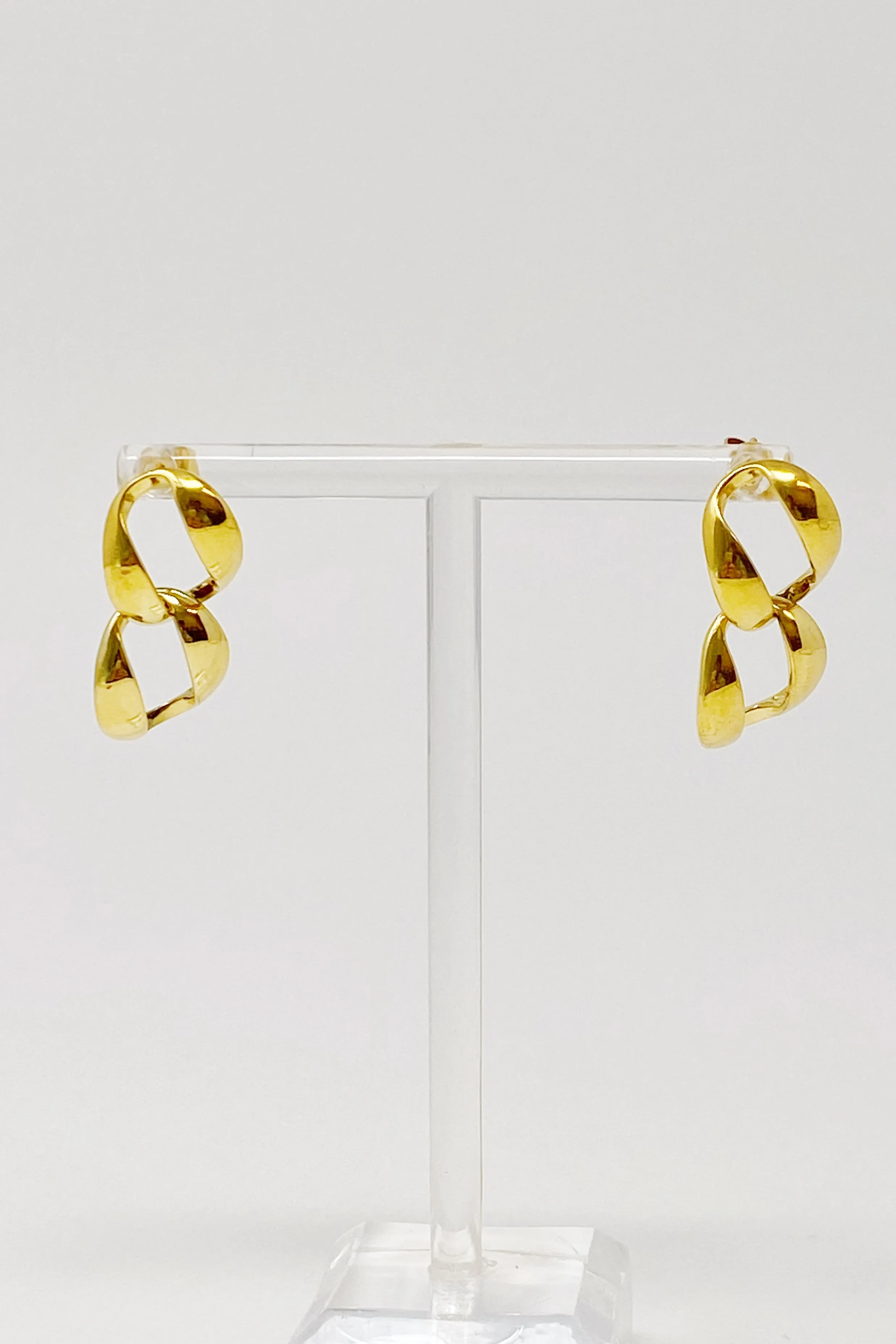 Gold plated Stainless Steel Chain Drop Earrings