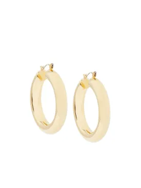 Gold Tube Hoop Pierced Earrings