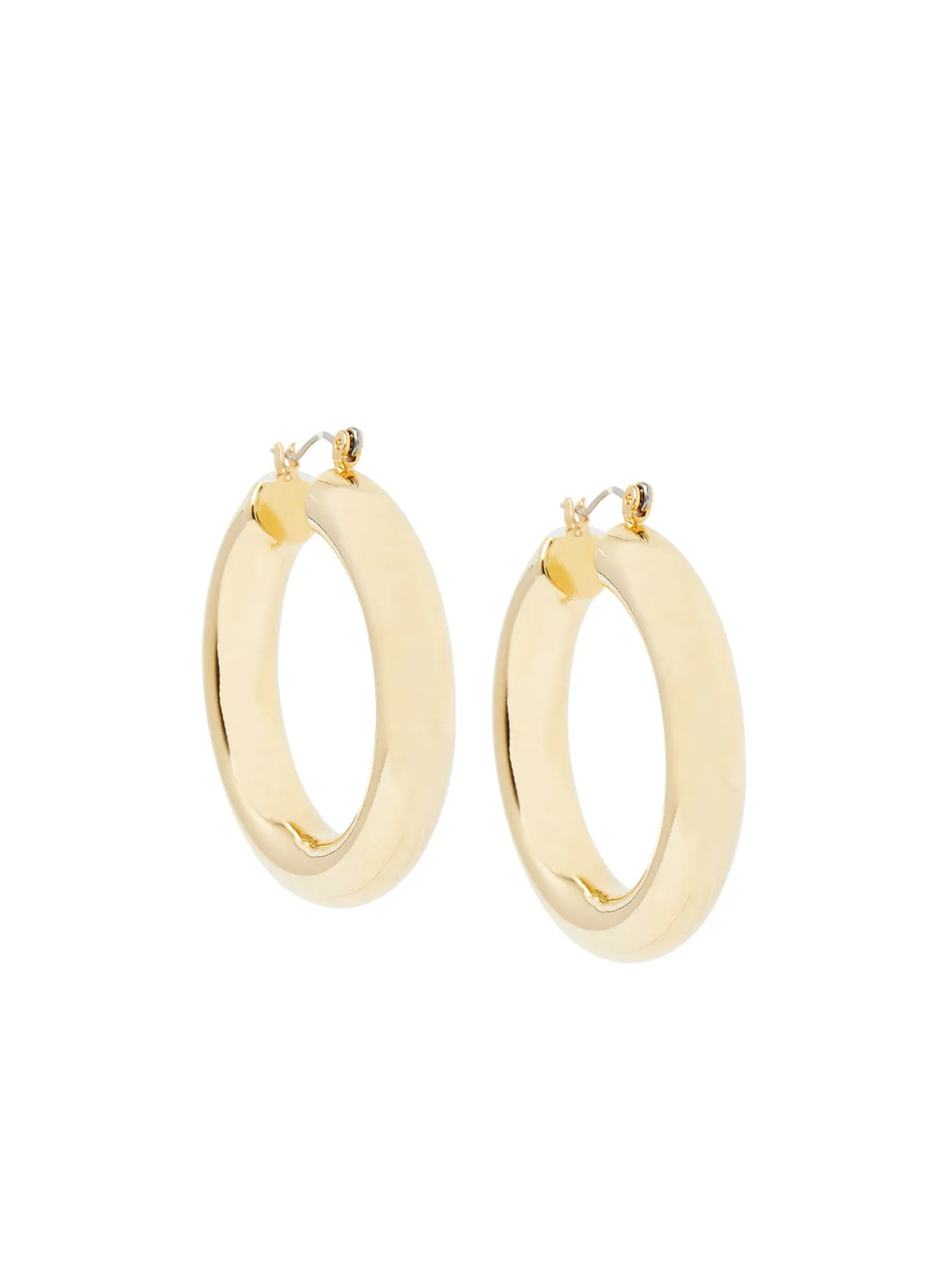 Gold Tube Hoop Pierced Earrings