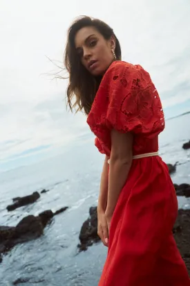 Hanalei Midi Lace Dress - Orange