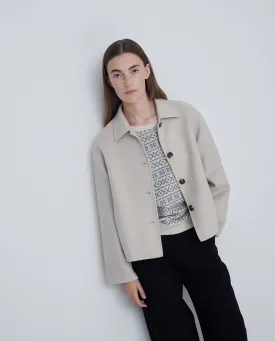 Handmade wool short coat in ecru by YERSE