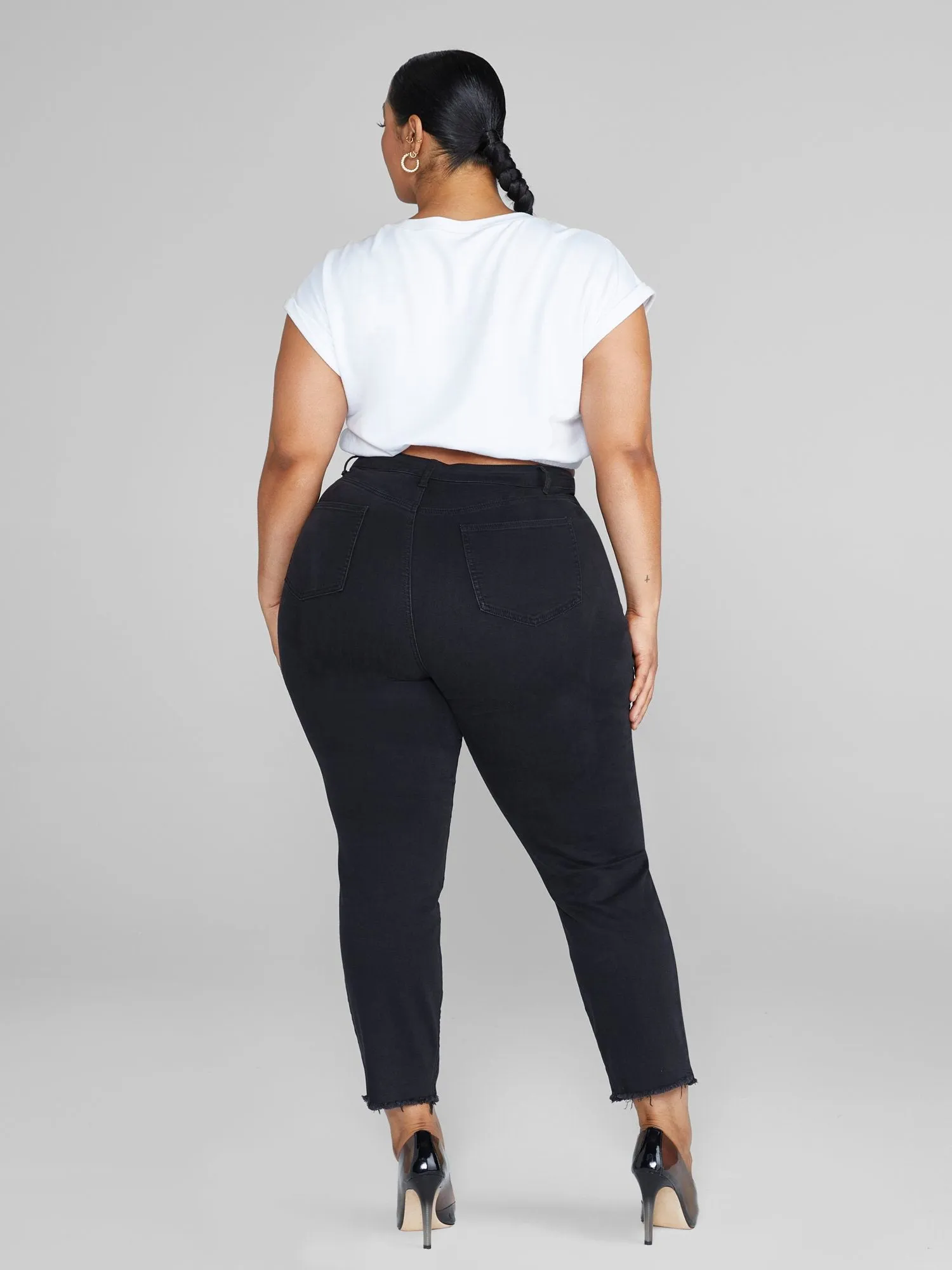 High Rise Raw Hem Skinny Jeans