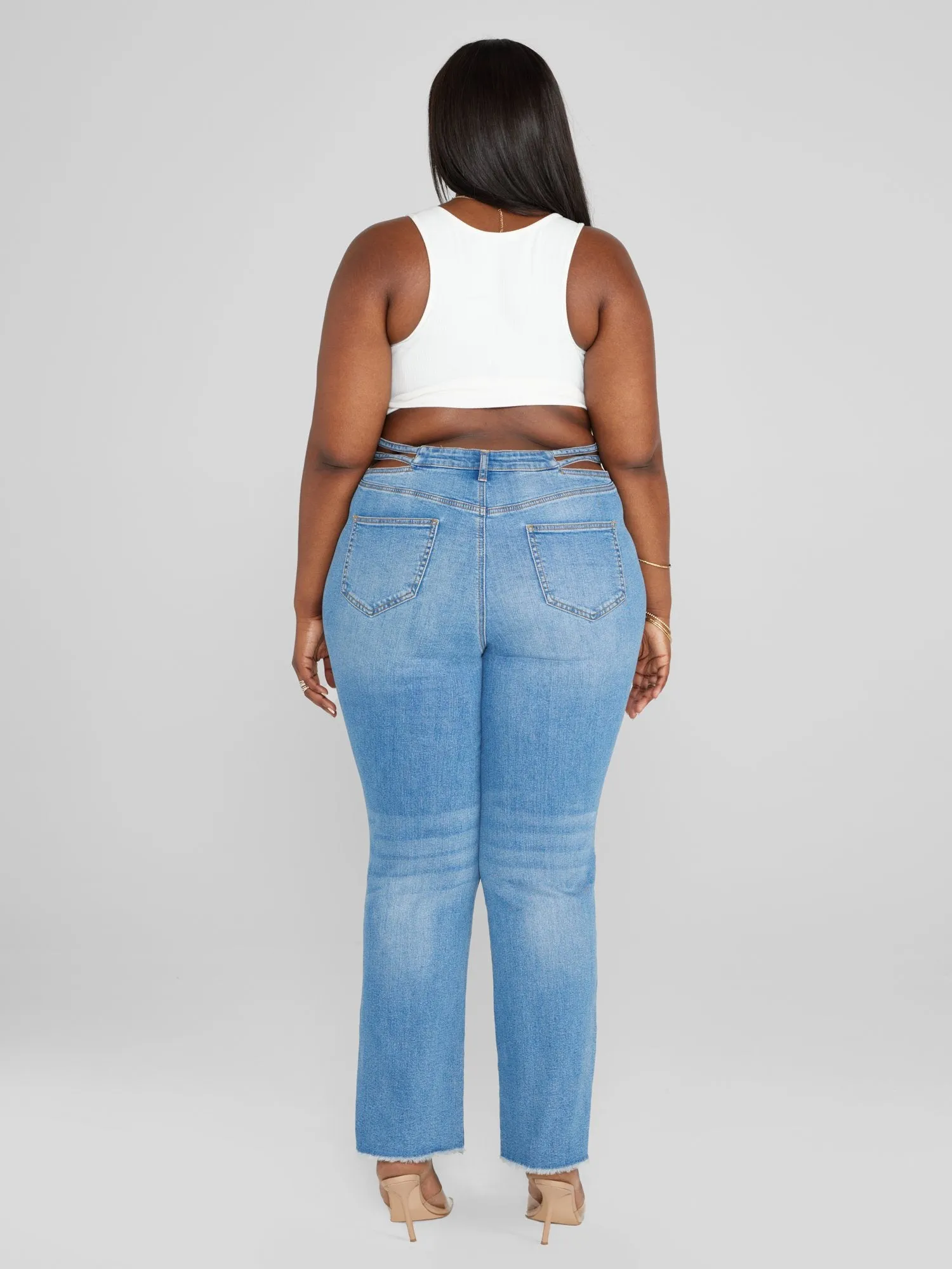 High Rise Split Waist Relaxed Fit Jeans