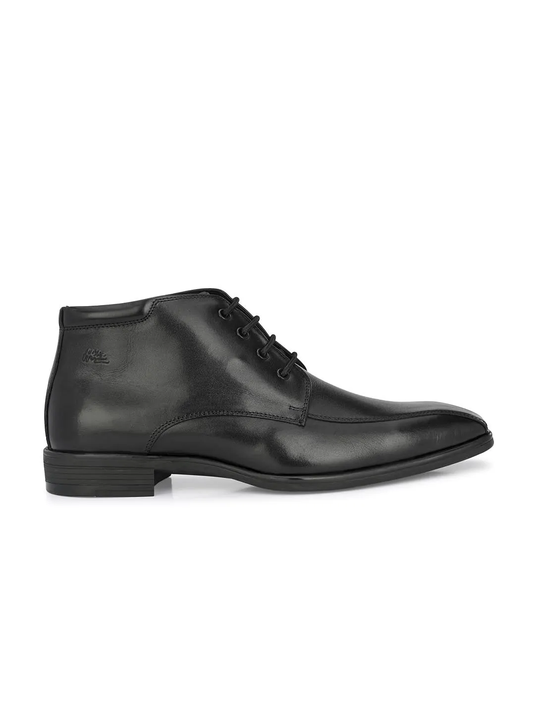 Hitz Men's Black Leather Formal Ankle Shoes with Laces