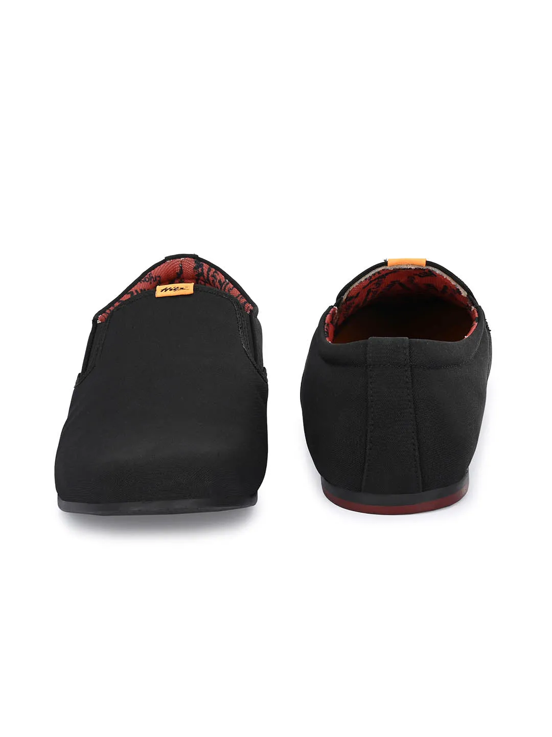 Hitz Men's Black Leather Slip-On Casual Shoes