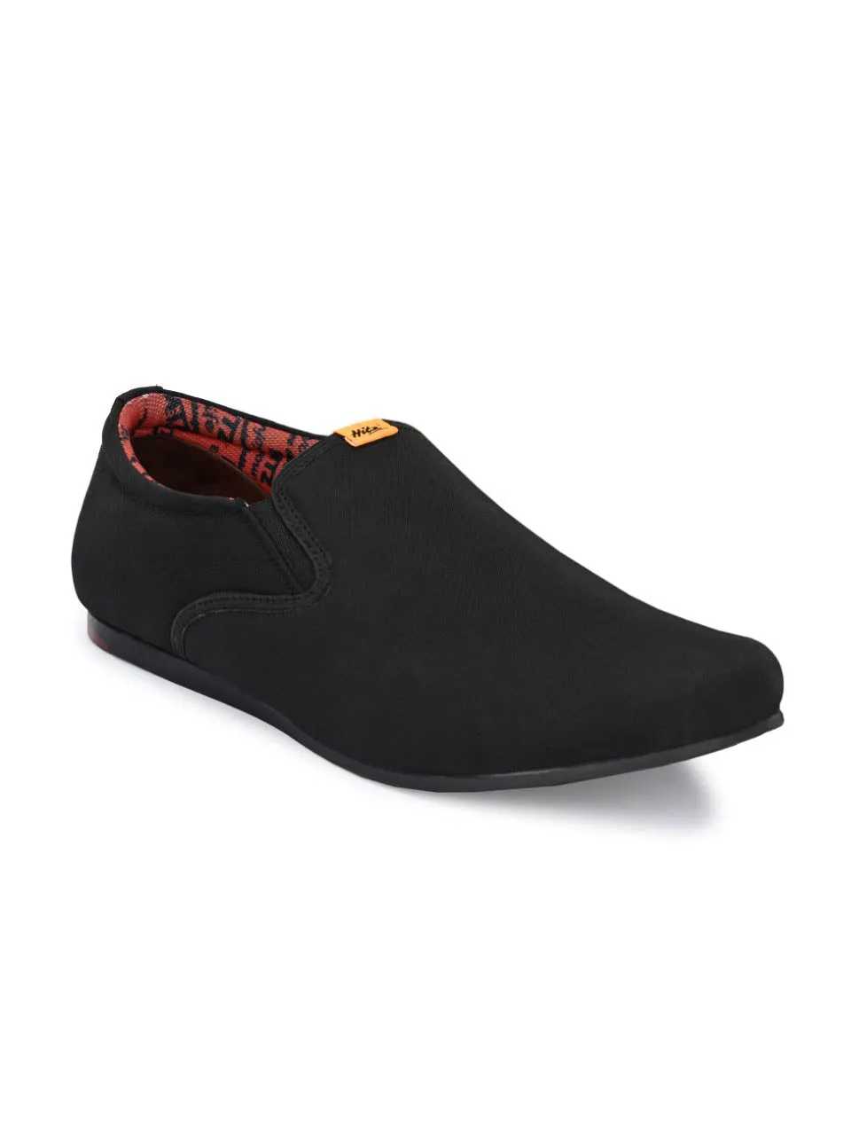 Hitz Men's Black Leather Slip-On Casual Shoes