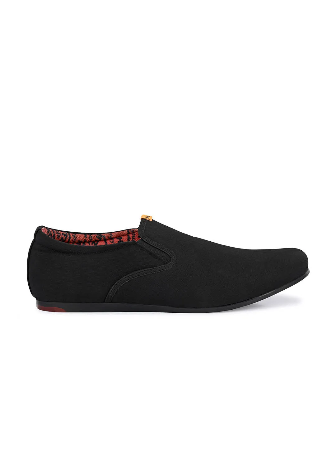 Hitz Men's Black Leather Slip-On Casual Shoes