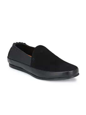 Hitz Men's Black Synthetic Slip-On Casual Shoes