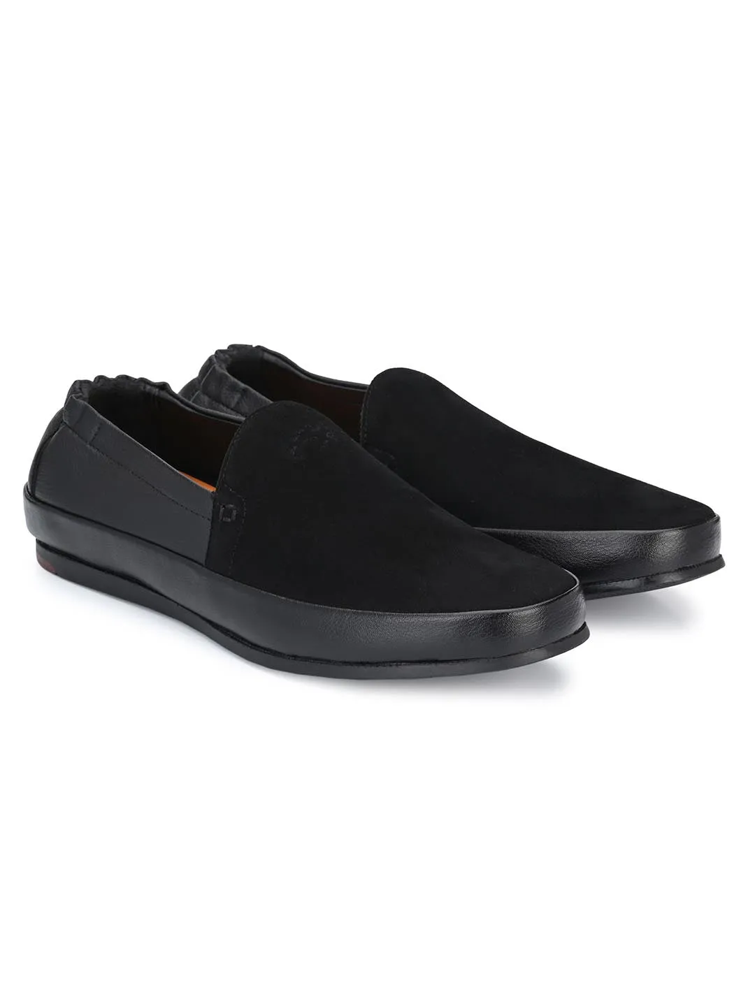 Hitz Men's Black Synthetic Slip-On Casual Shoes