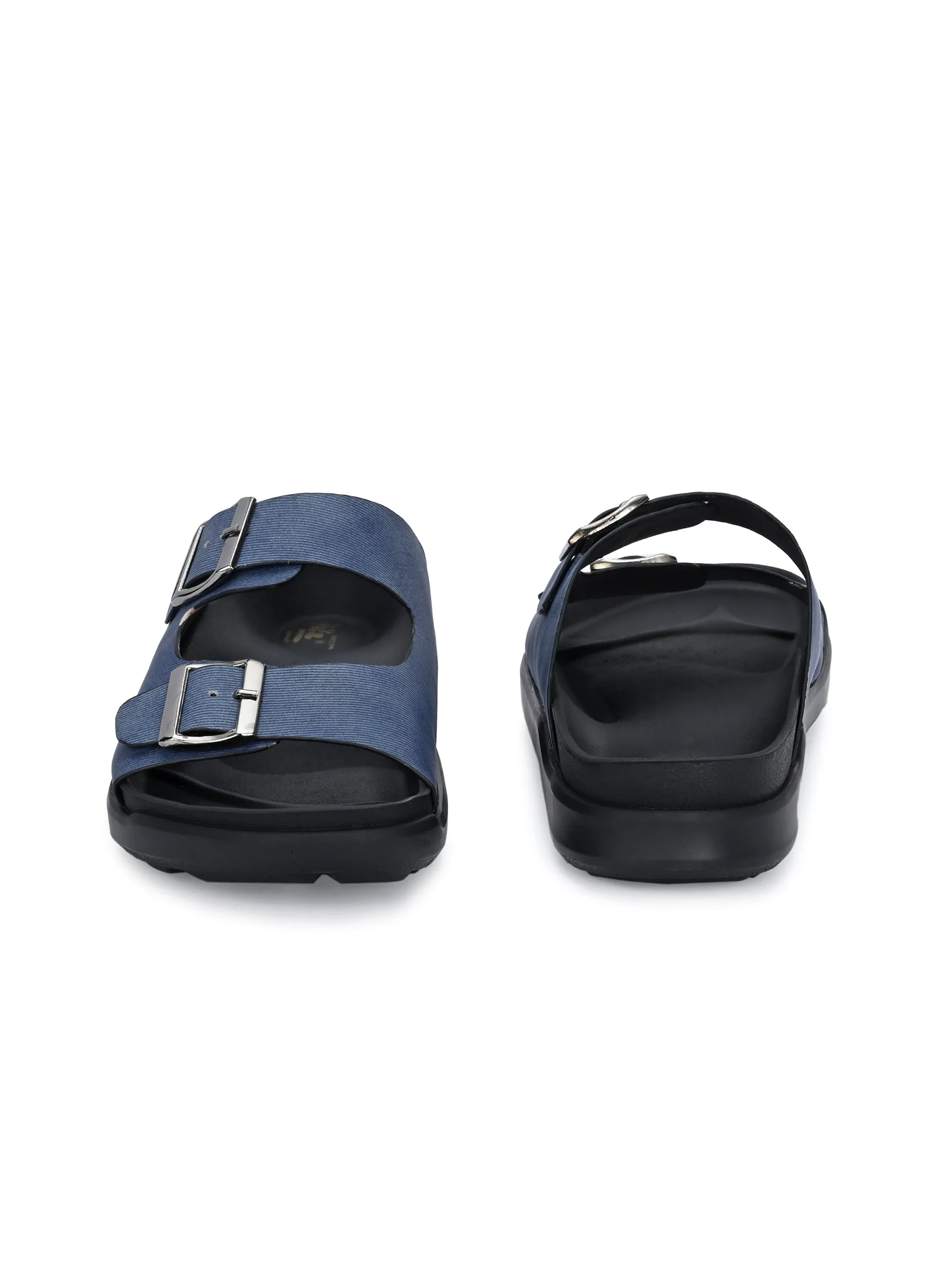Hitz Men's Blue Fabric Casual Daily Wear Slipper