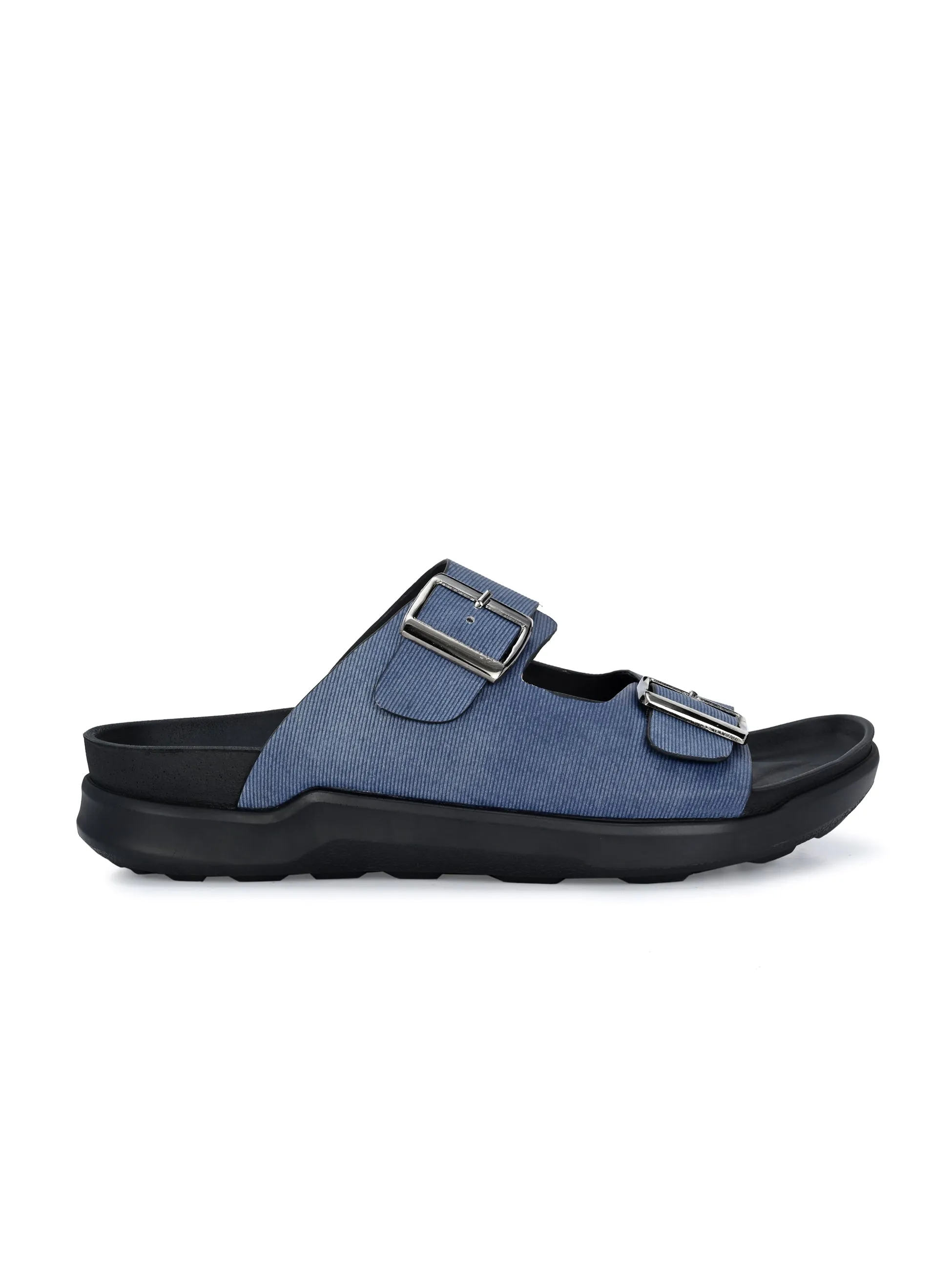 Hitz Men's Blue Fabric Casual Daily Wear Slipper