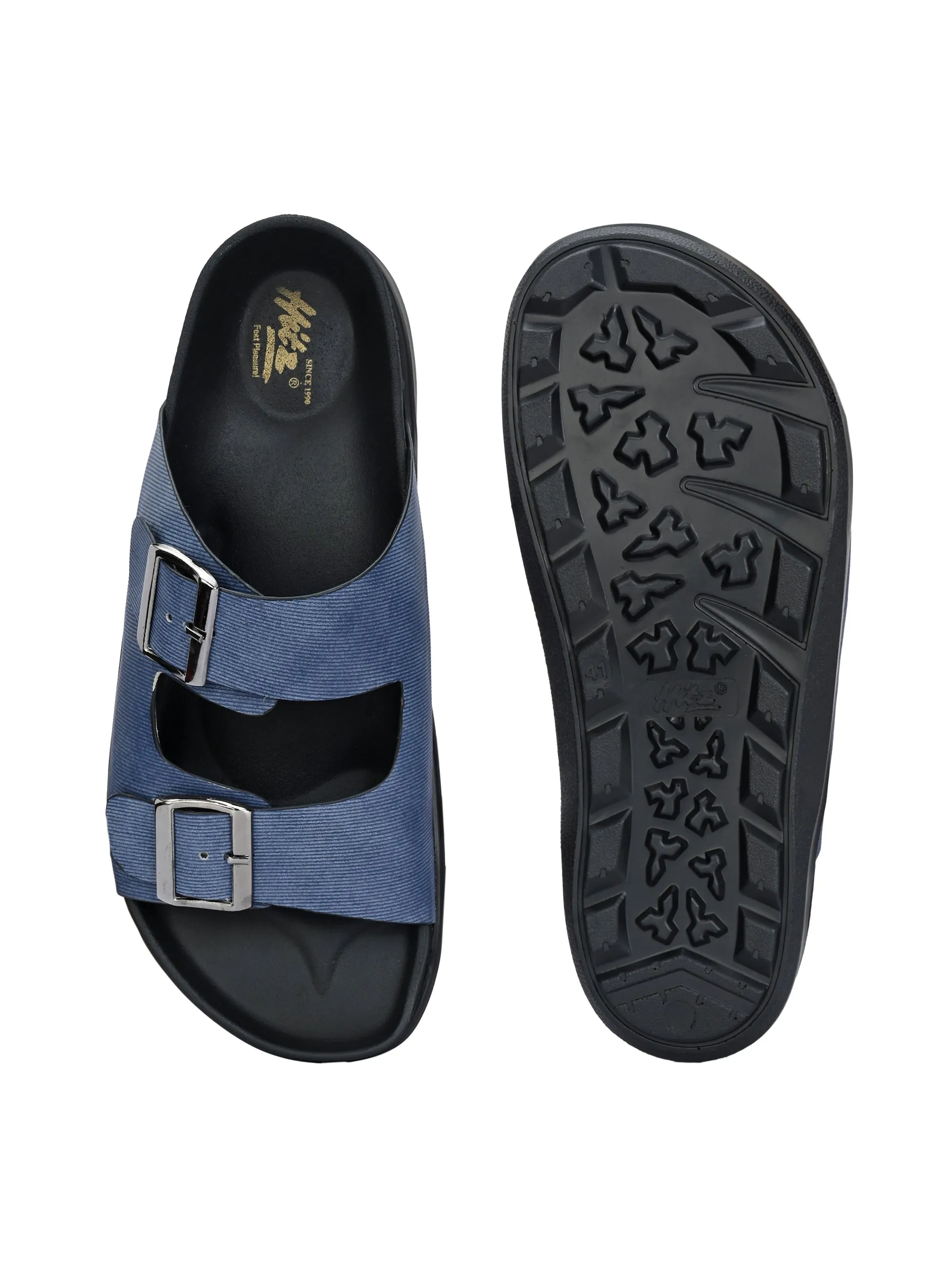Hitz Men's Blue Fabric Casual Daily Wear Slipper