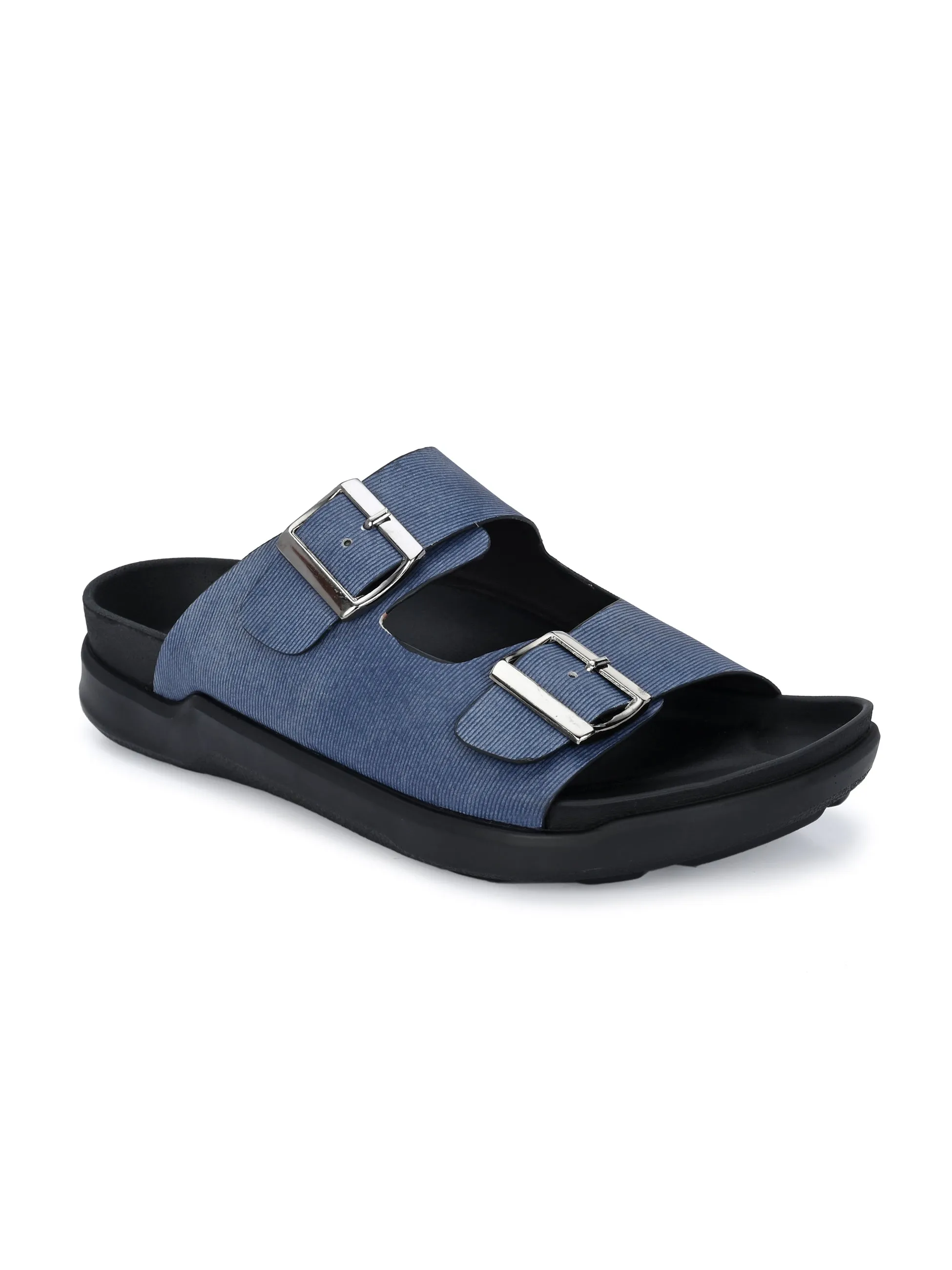 Hitz Men's Blue Fabric Casual Daily Wear Slipper