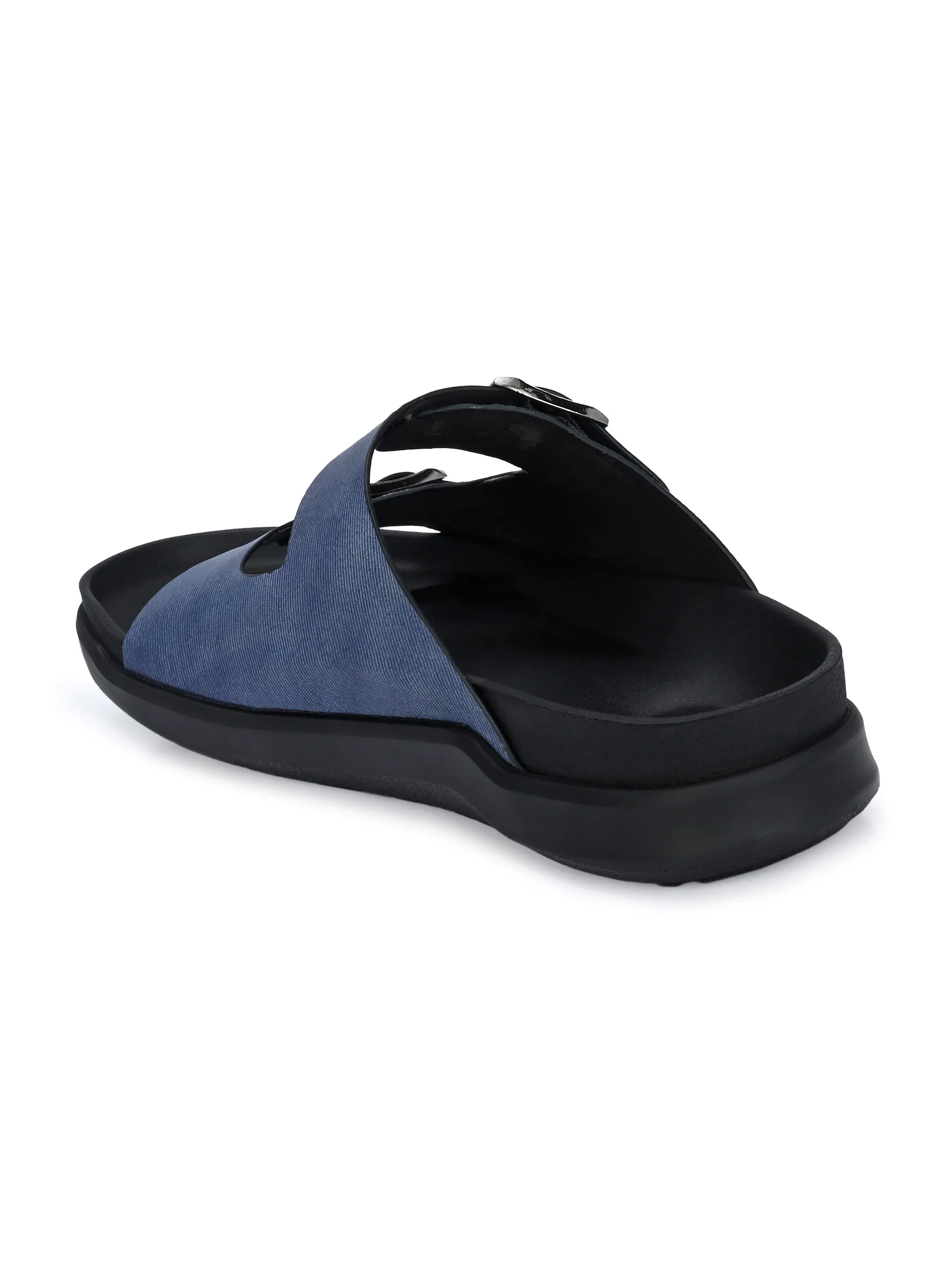 Hitz Men's Blue Fabric Casual Daily Wear Slipper