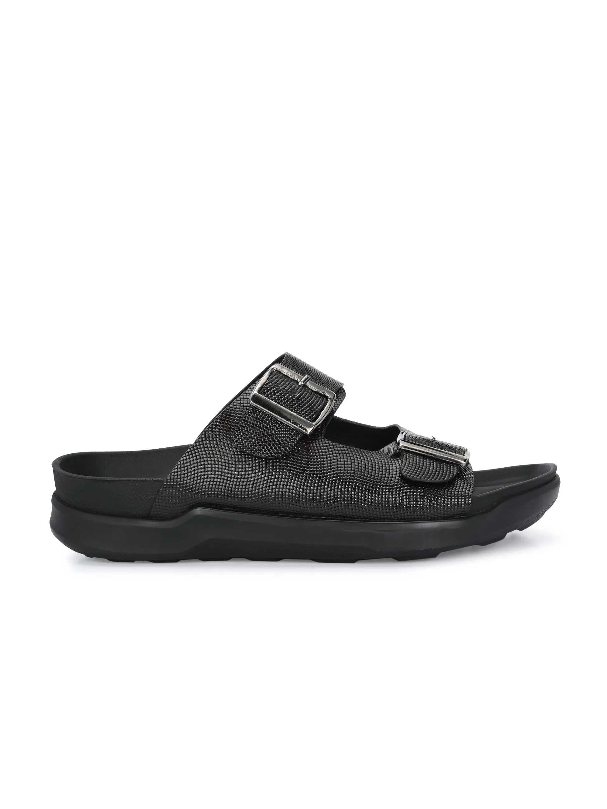 Hitz Men's Brown Leather Casual Daily Wear Slipper