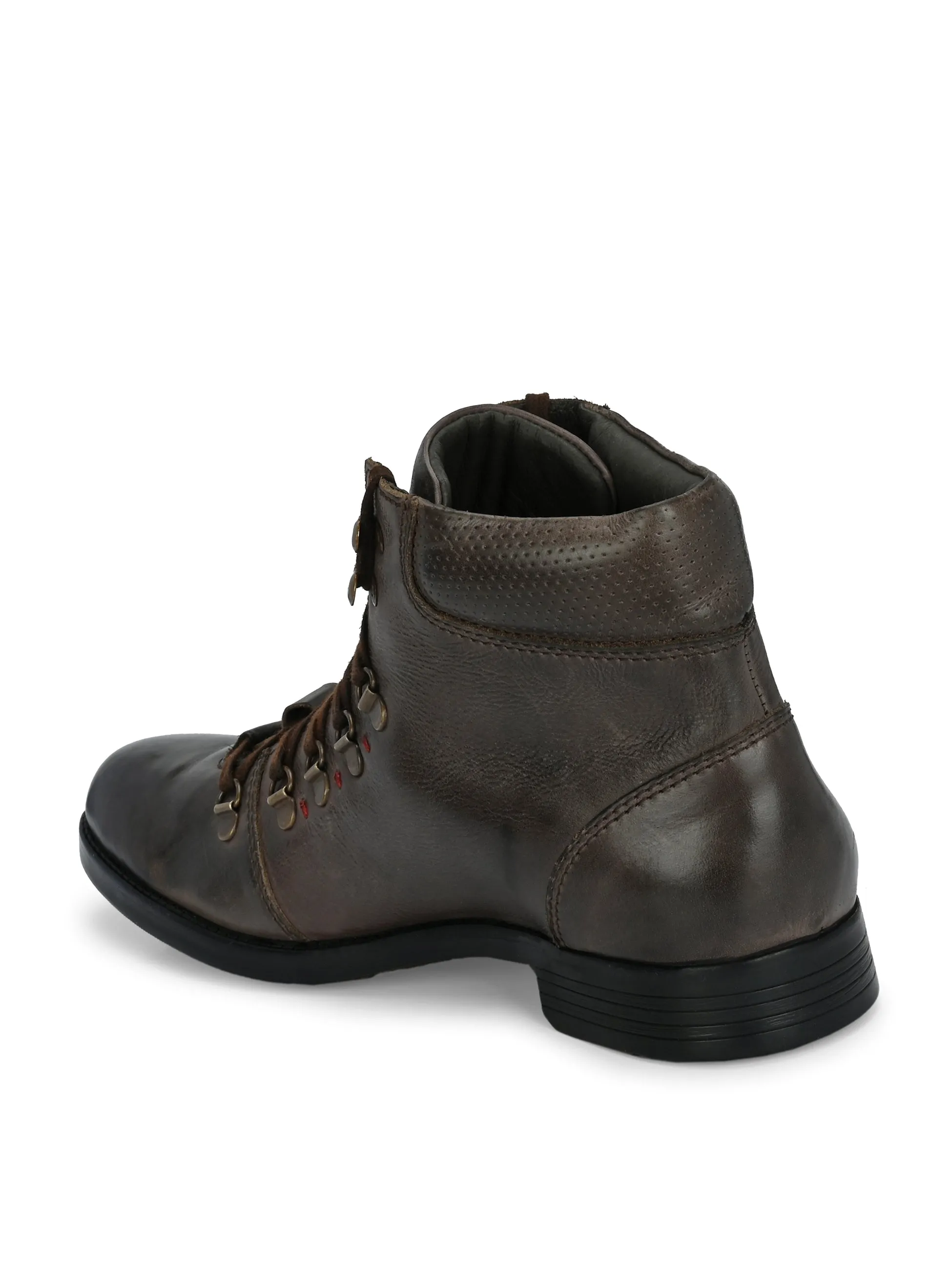 Hitz Men's Brown Leather Lace-up Ankle Boot Shoes