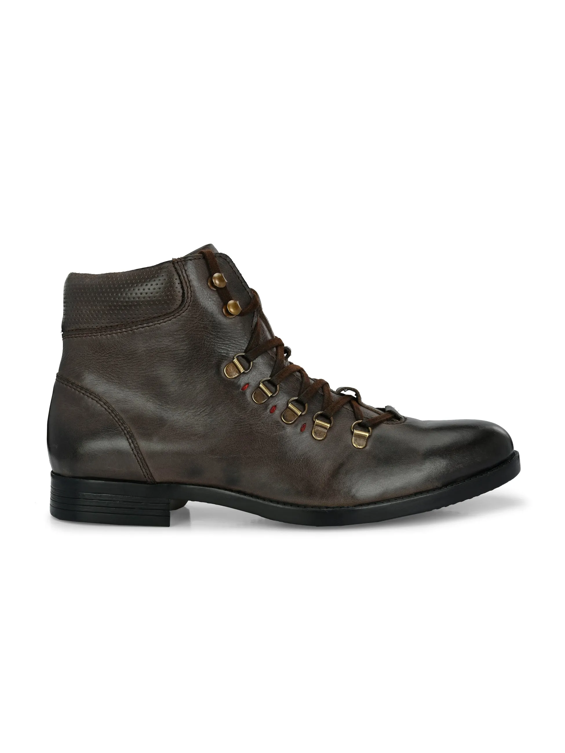 Hitz Men's Brown Leather Lace-up Ankle Boot Shoes