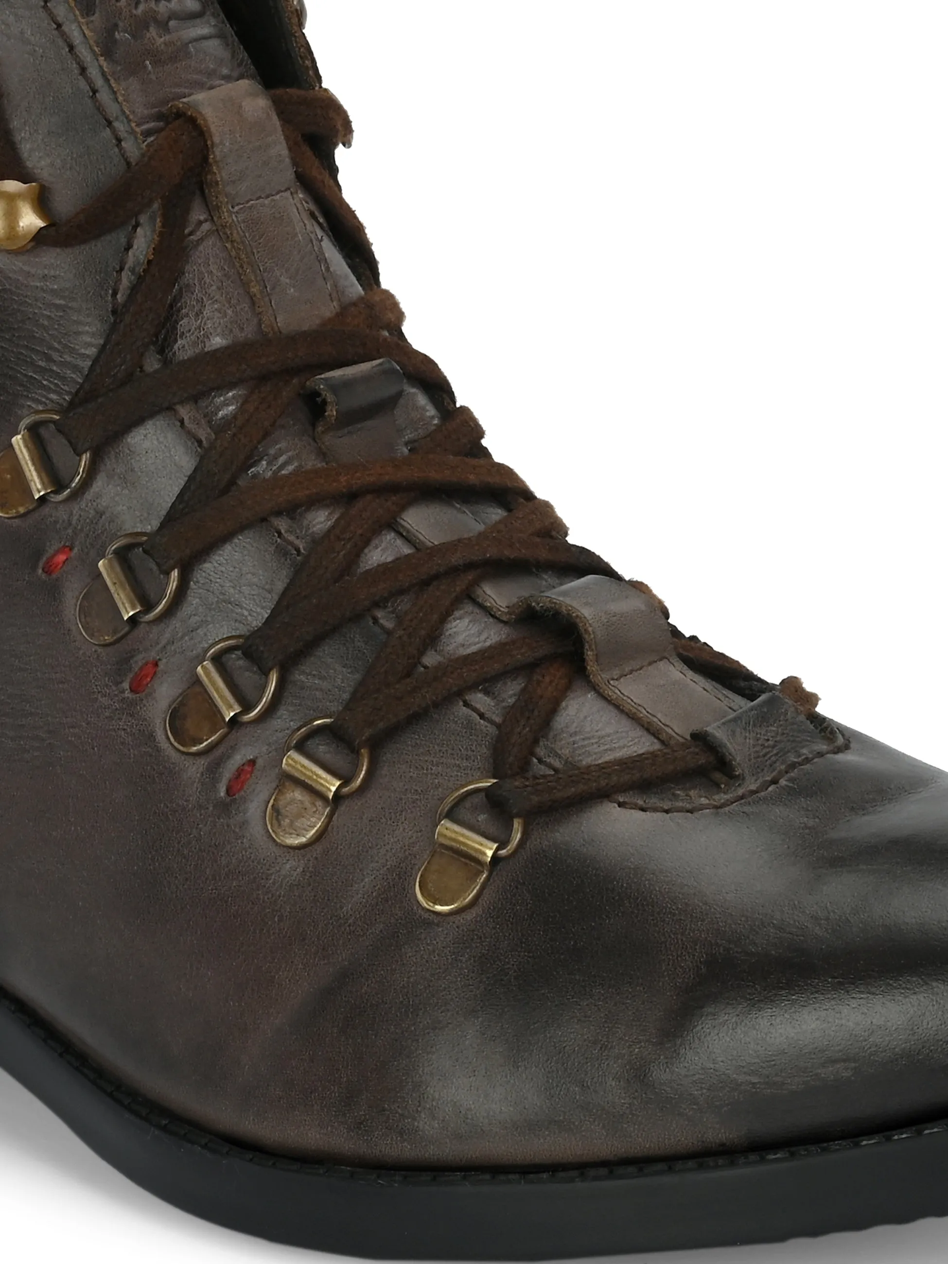 Hitz Men's Brown Leather Lace-up Ankle Boot Shoes
