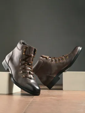 Hitz Men's Brown Leather Lace-up Ankle Boot Shoes