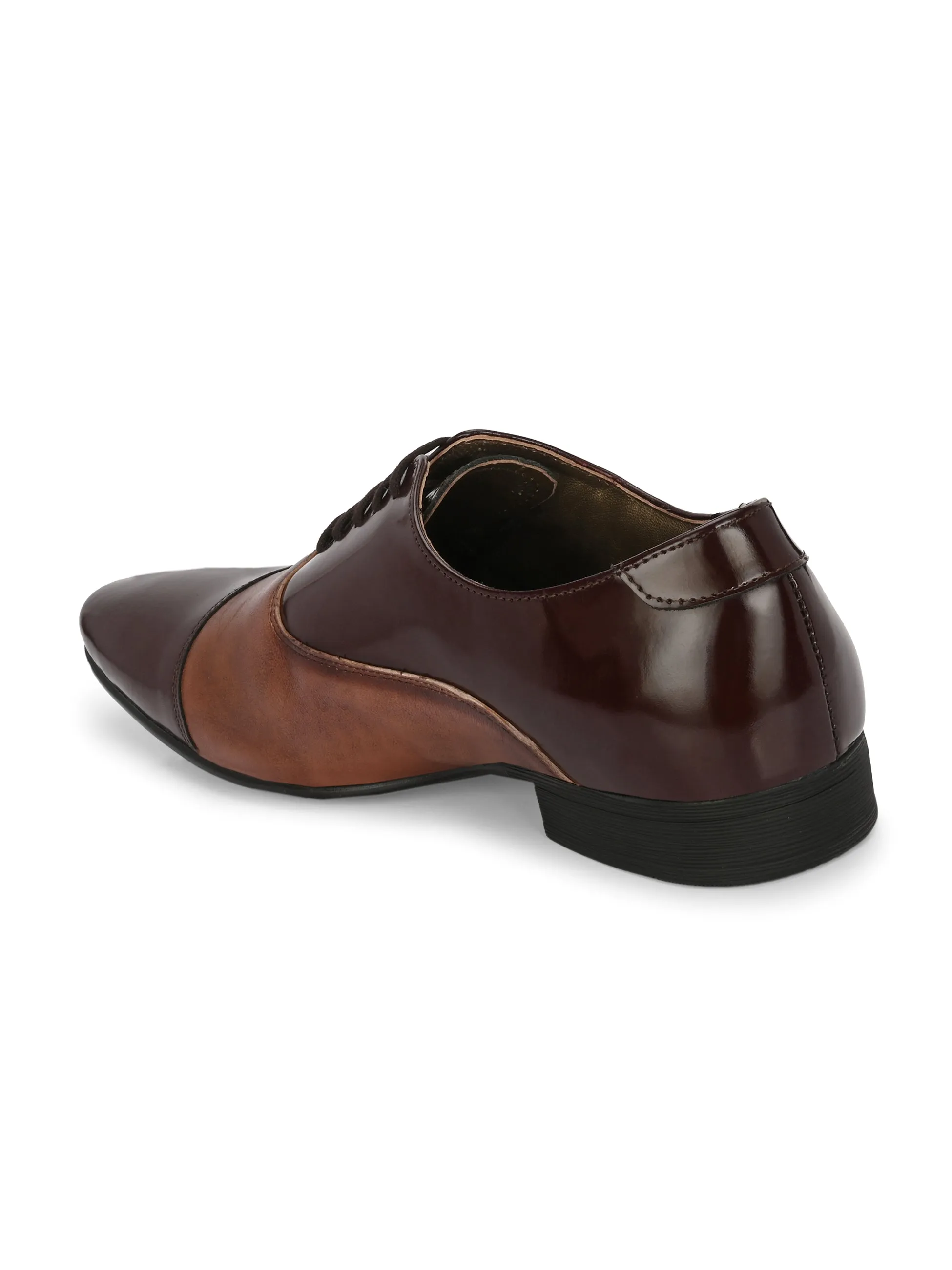 Hitz Men's Brown Leather Lace-up Party Wear Shoes