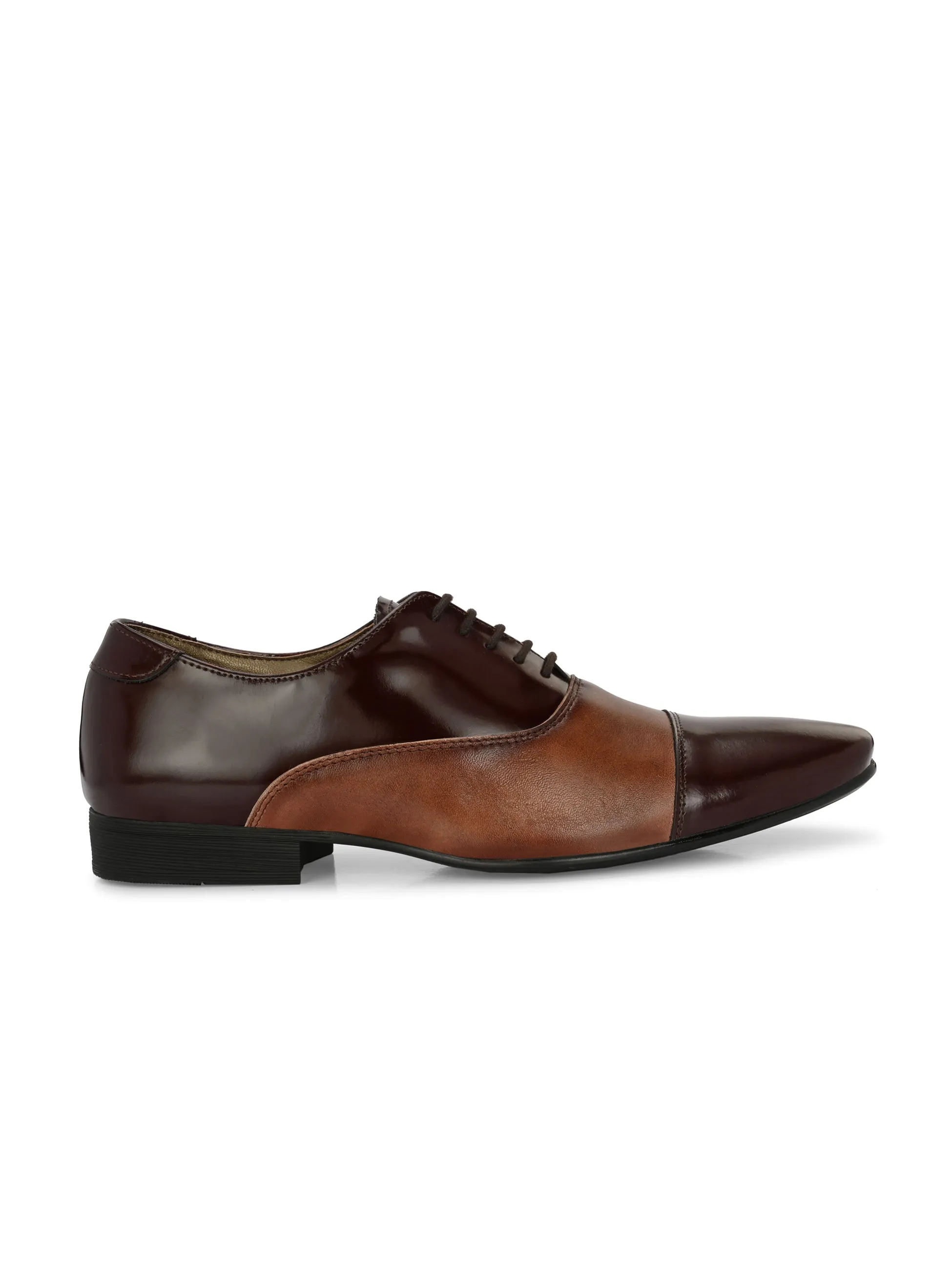 Hitz Men's Brown Leather Lace-up Party Wear Shoes