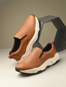 Hitz Men's Tan Leather Casual Shoes