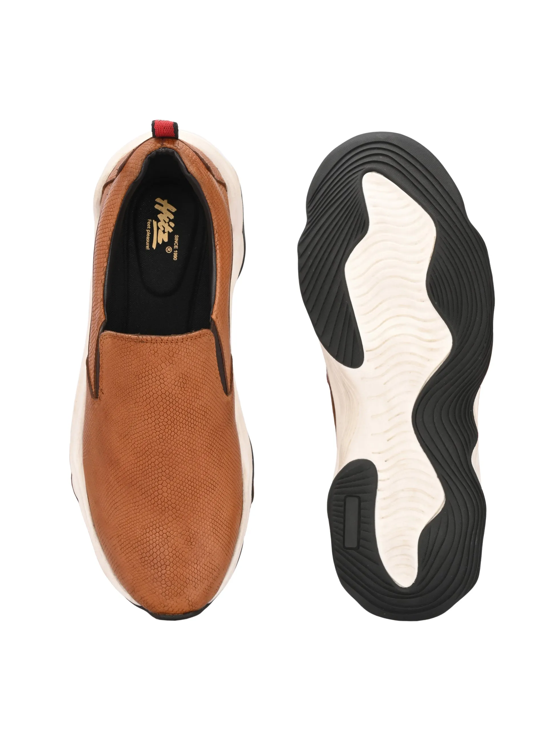 Hitz Men's Tan Leather Casual Shoes