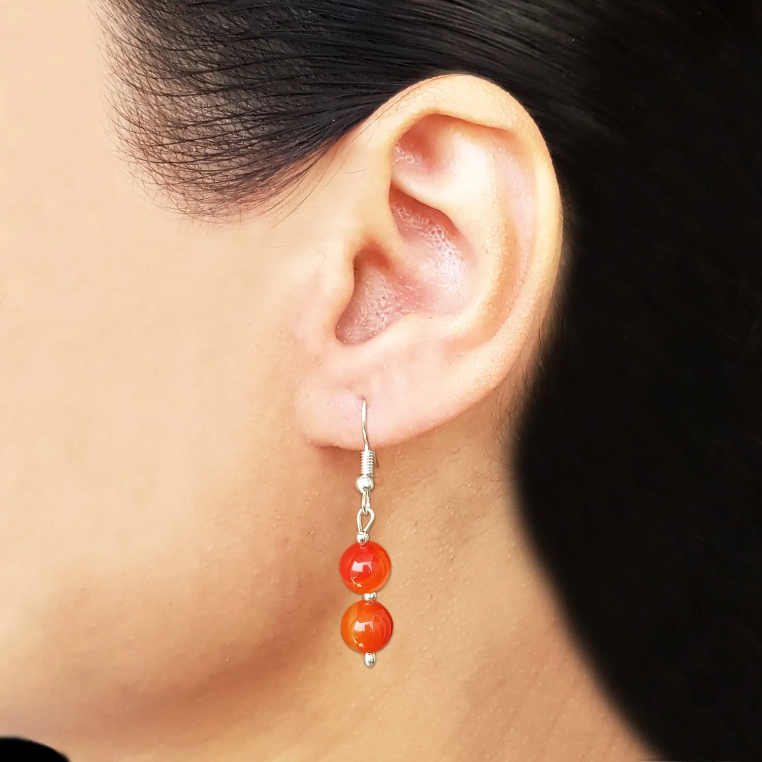 Imeora Orange 8mm Agate Earrings