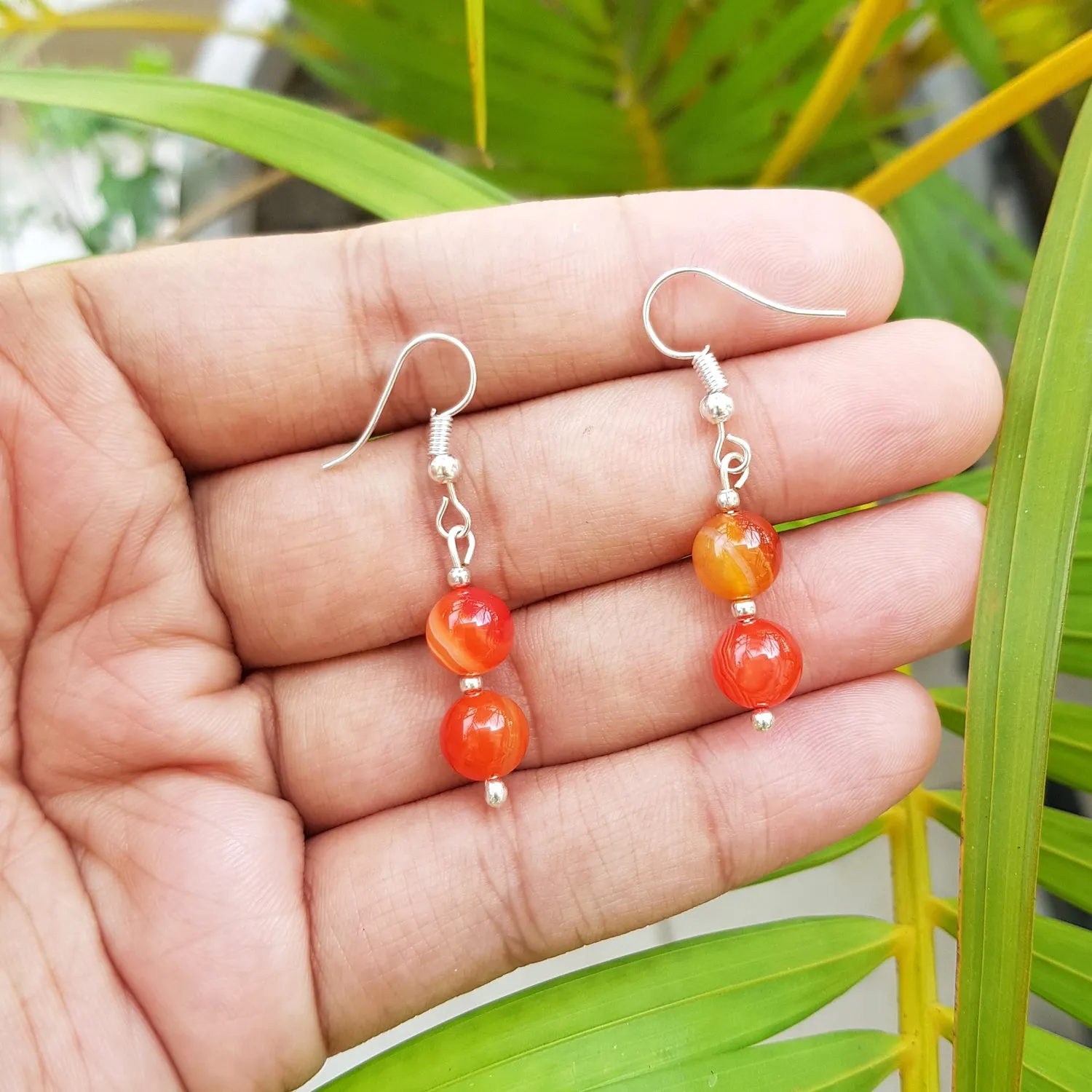 Imeora Orange 8mm Agate Earrings