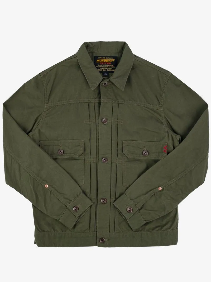 Iron Heart 9oz Paraffin Coated OX Type II Jacket - Olive Drab Green