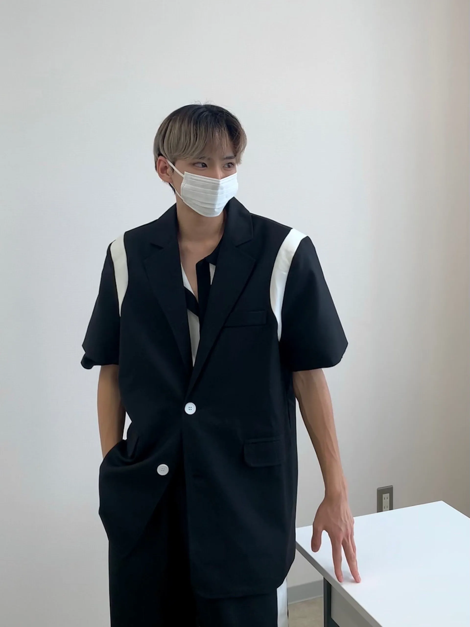 [_.iue._] stitching suit jacket ao06