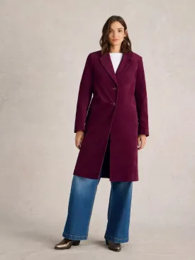 Kamila Velvet Coat in Plum by White Stuff