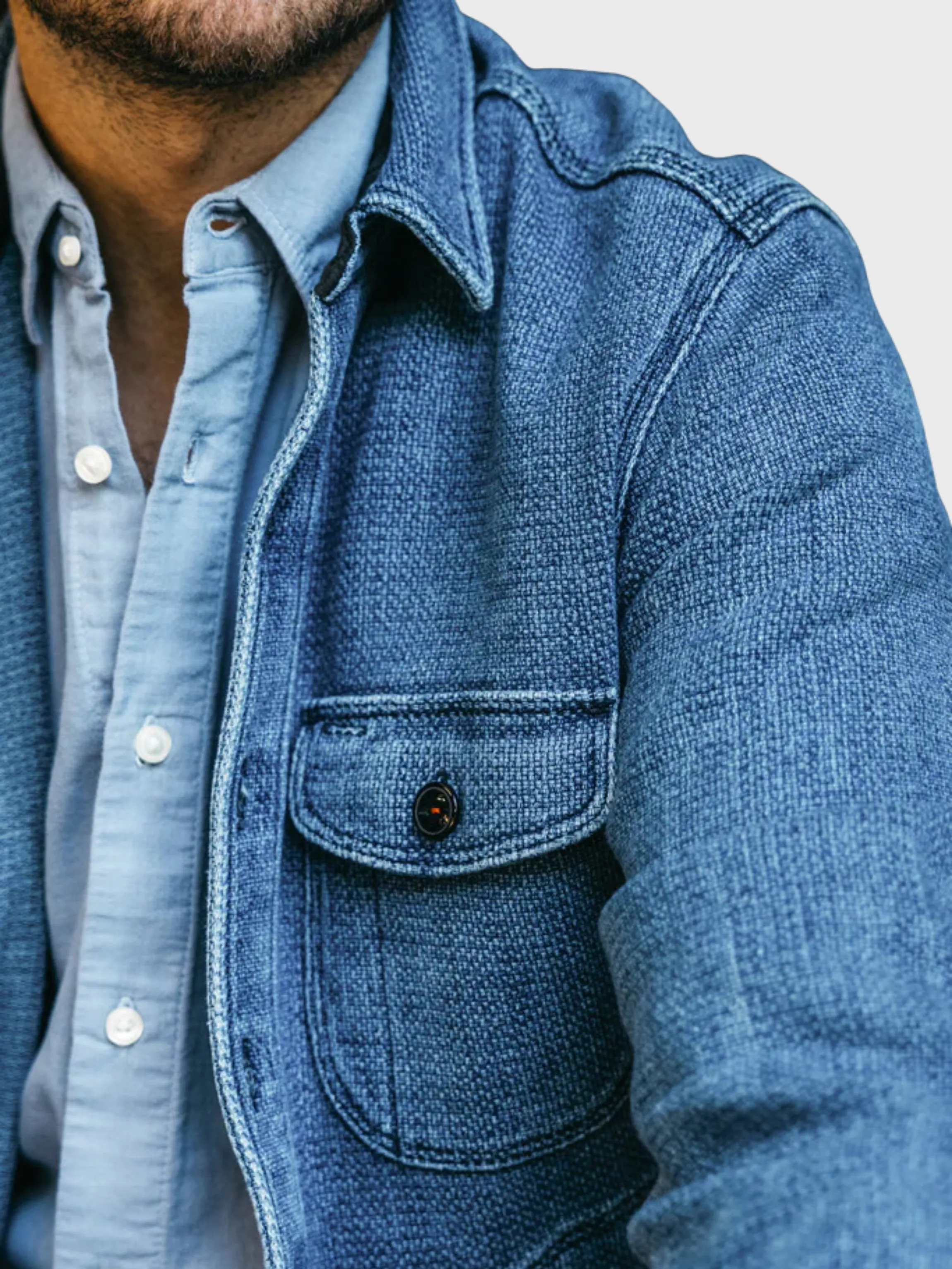 Kato The Anvil JK Sashiko Button Up Light Indigo SS24