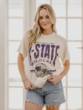 KSU Wildcats Established Date Helmet Off White Thrifted Tee