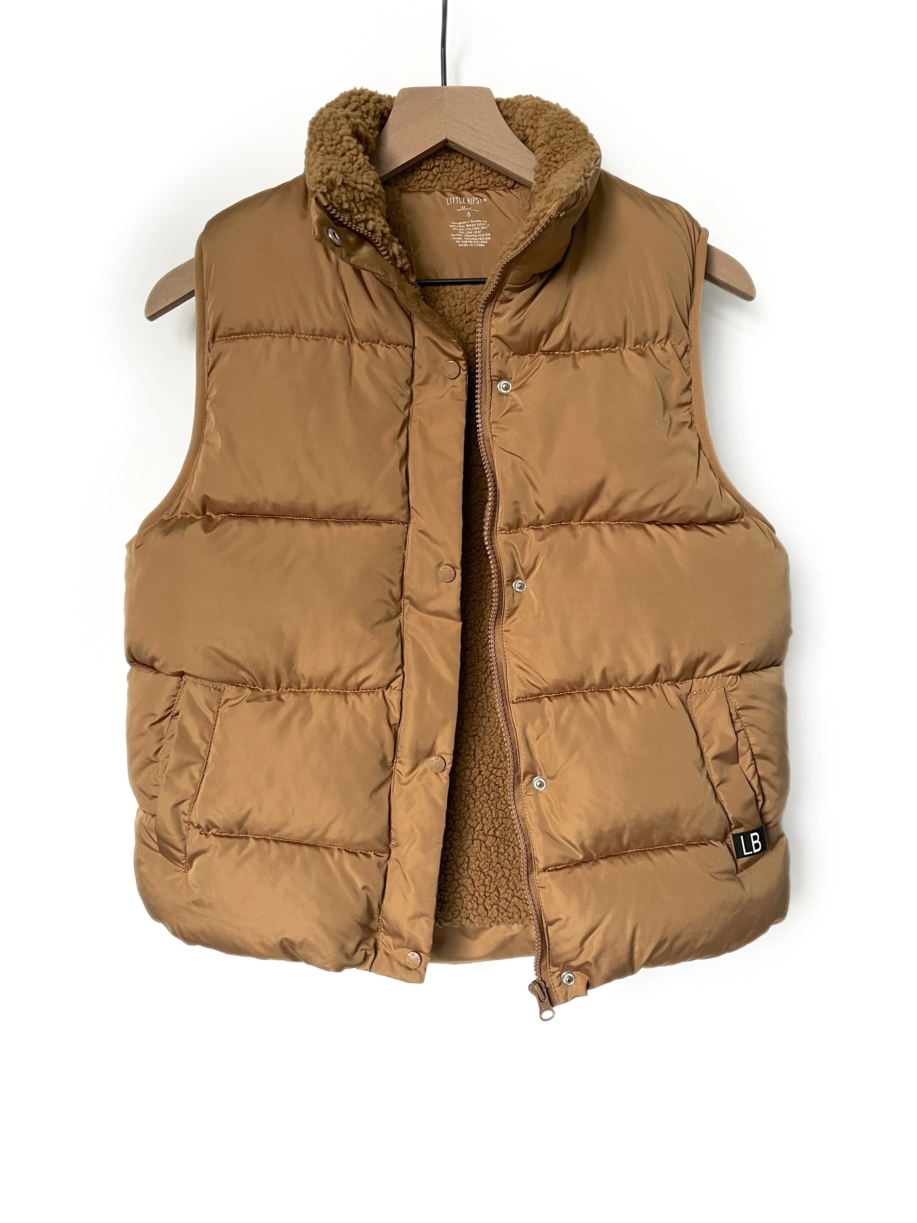 Little Bipsy: Adult Sherpa Vest- Camel