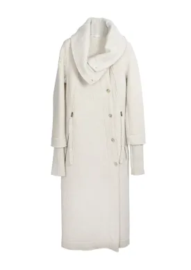 LONG BIG COLLAR COAT - BEIGE