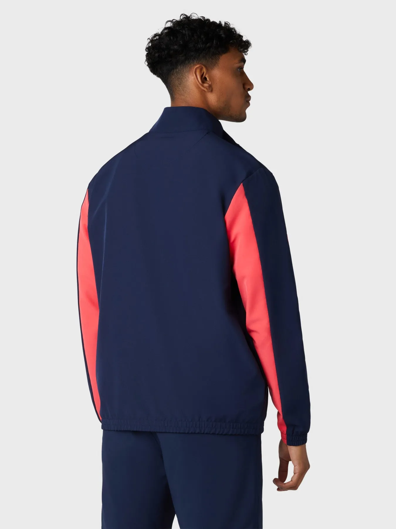 Long Sleeve Racer Mixed Media Puffer In Navy Blazer