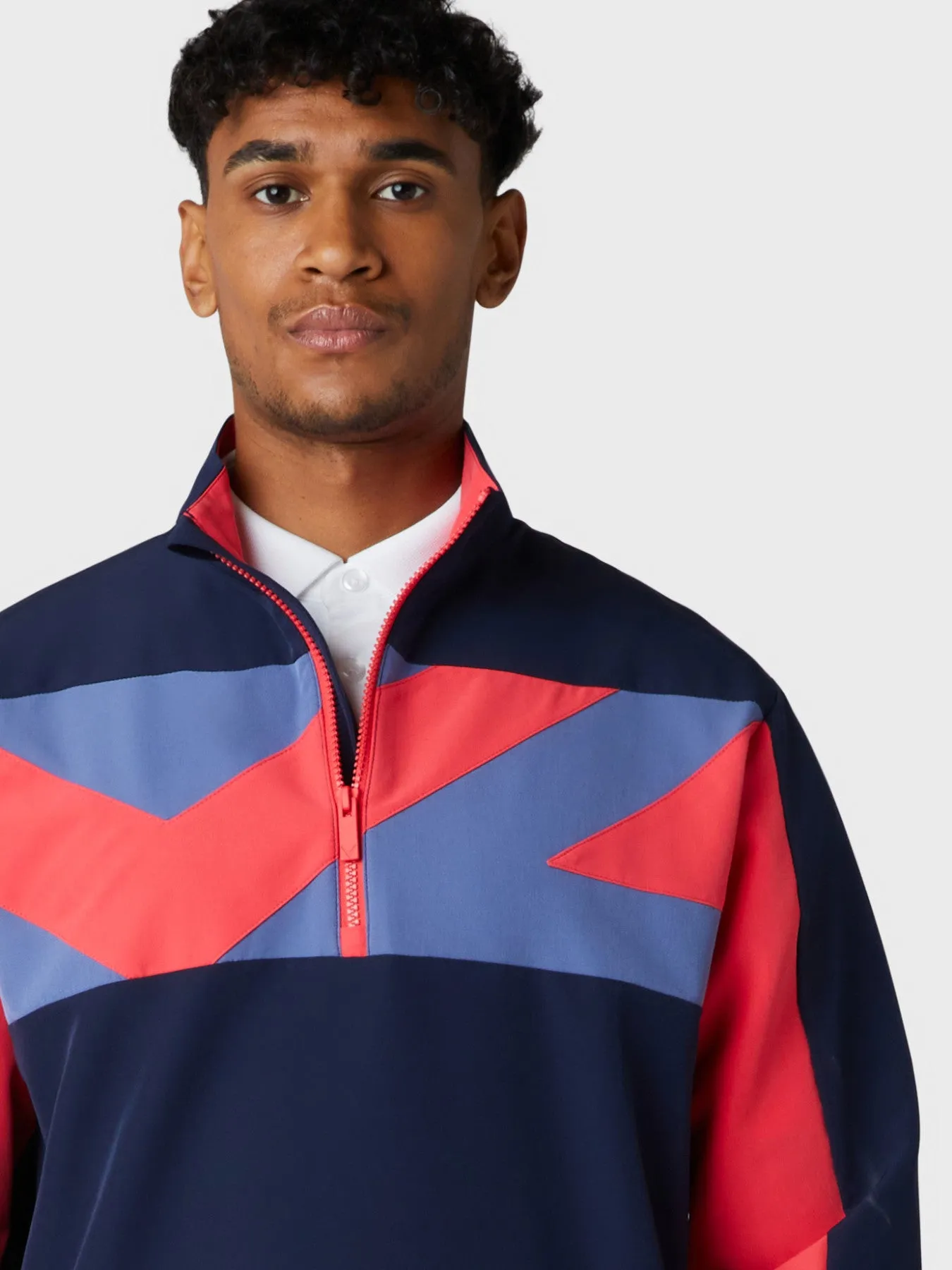 Long Sleeve Racer Mixed Media Puffer In Navy Blazer