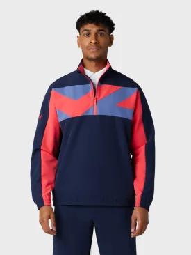 Long Sleeve Racer Mixed Media Puffer In Navy Blazer