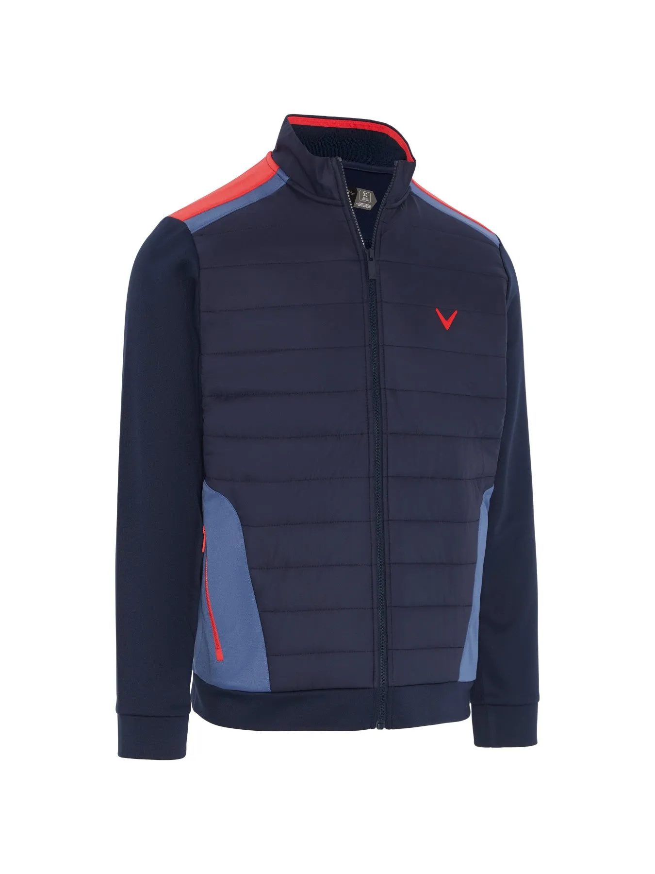 Long Sleeve Racer Mixed Media Puffer In Navy Blazer