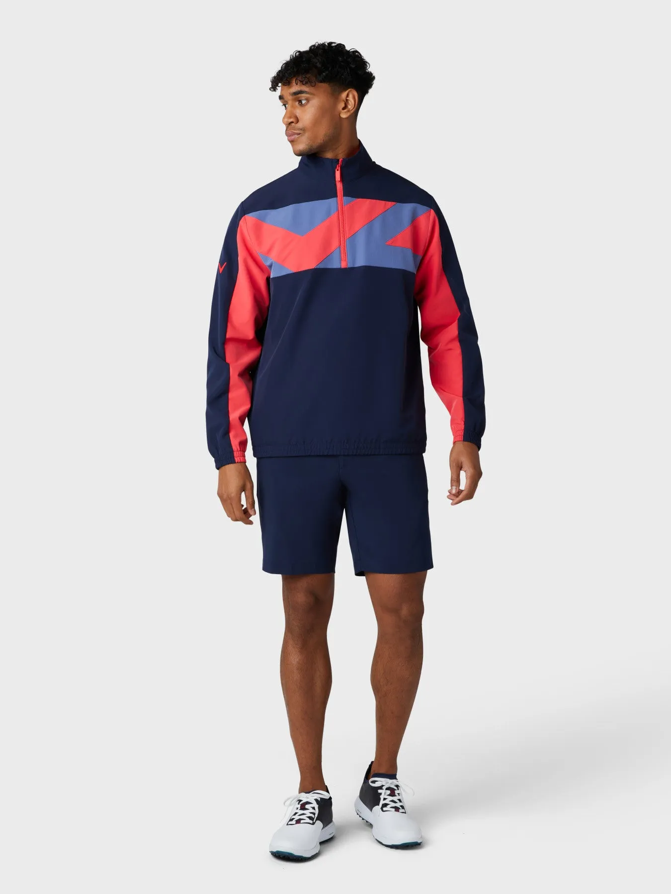 Long Sleeve Racer Mixed Media Puffer In Navy Blazer