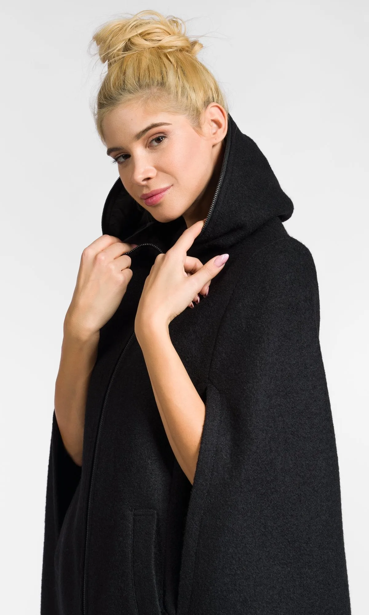 Long Zippered Cape Coat